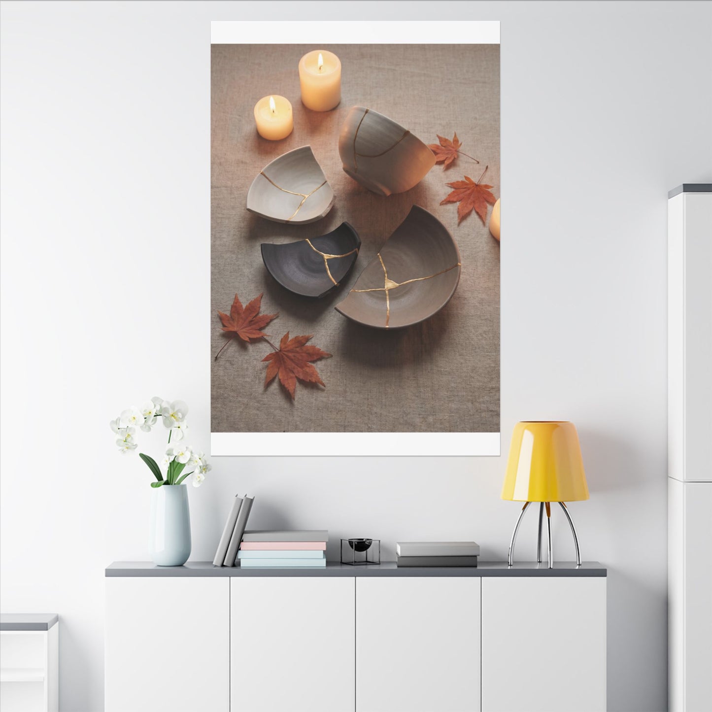 Candlelight Broken Pottery Canvas Art - Japandi Ma