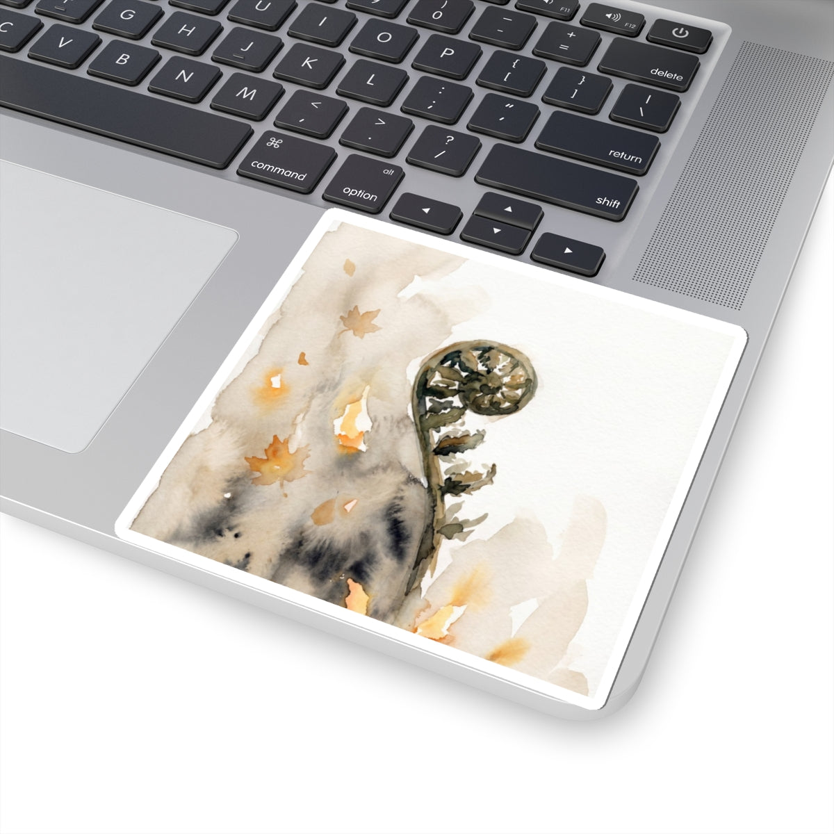 Fern Unfurling Sticker | Autumn Japandi Watercolor Art Art Print