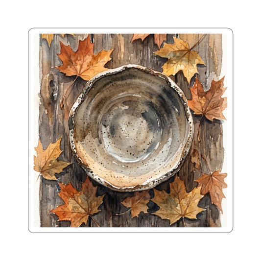 Autumn Ceramic Bowl Watercolor Sticker | Warm Decor