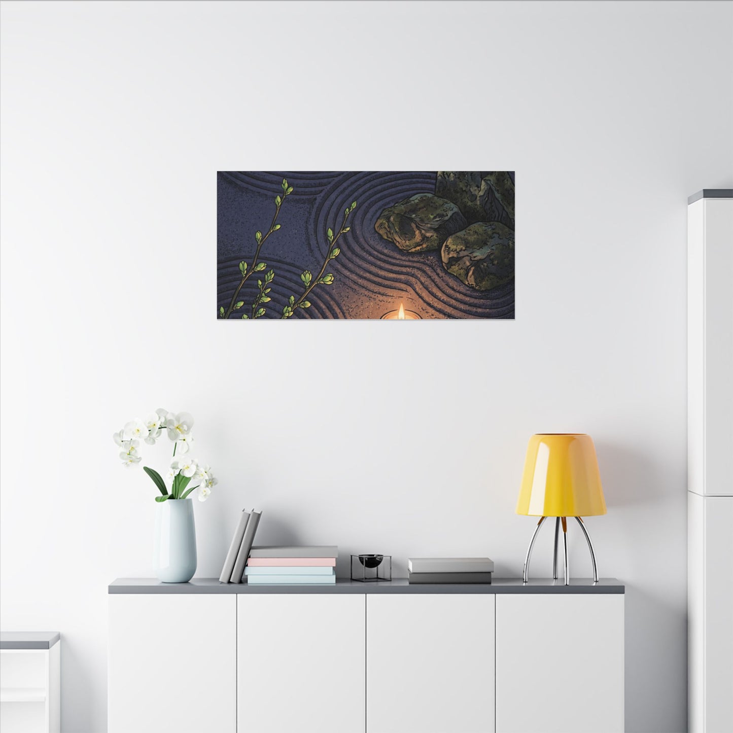 Mono No Aware Rock Garden Canvas Art - Zen Ukiyo E Inspired