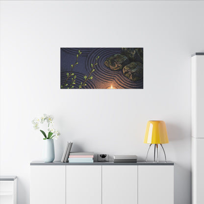 Mono No Aware Rock Garden Canvas Art - Zen Ukiyo E Inspired