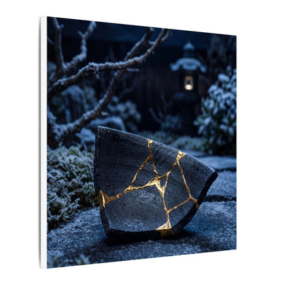 Moonlit Garden Winter Canvas Art | Kintsugi Artful Design
