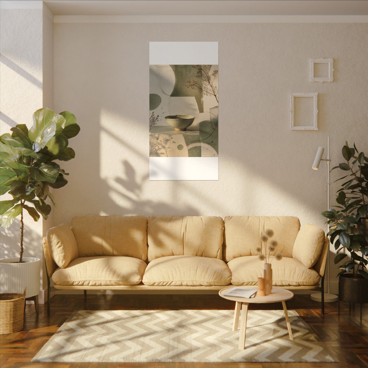 Warm Ceramic Bowl Canvas Art - Minimal Line Japandi