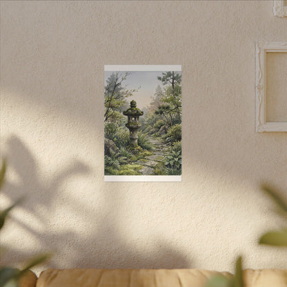Neutral Stone Lantern Canvas Art - Watercolor Japandi