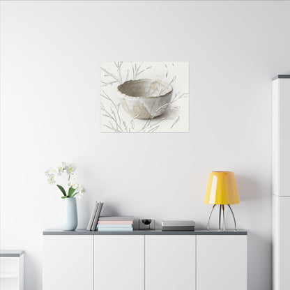 Neutral Ceramic Bowl Canvas Art - Minimal Line Japandi