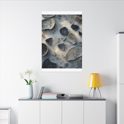 Broken Pottery Canvas Art | Winter Kintsugi Gold Vein Art