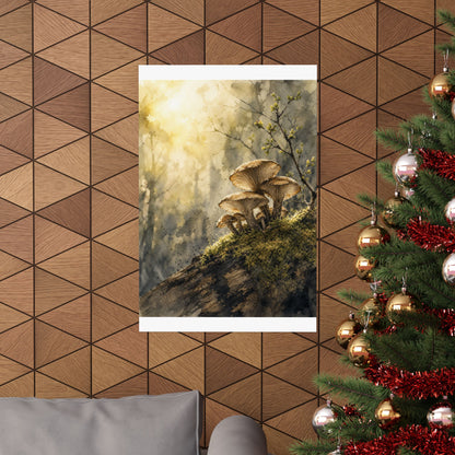 Wild Mushrooms Spring Wall Art Print | Japandi Earthy Design