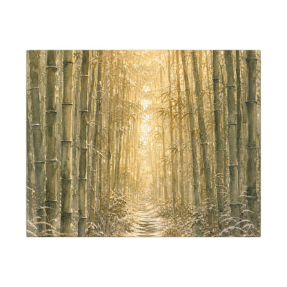 Bamboo Grove Winter Canvas Art | Japandi Elegant Design