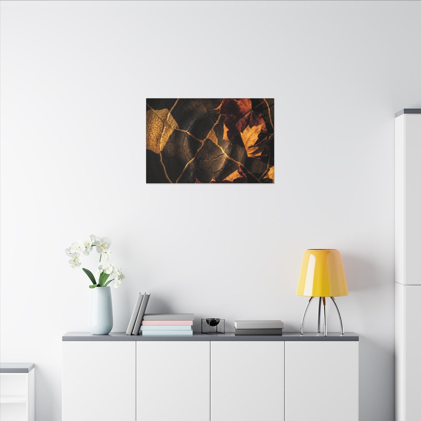 Resilient Shadow Play Canvas Art - Crackle Gold Kintsugi