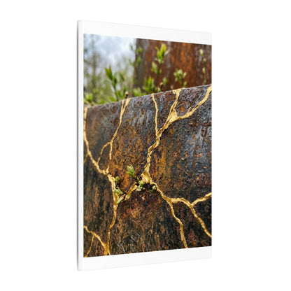 Mono No Aware Rust Patina Canvas Art - Kintsugi Gold Repair