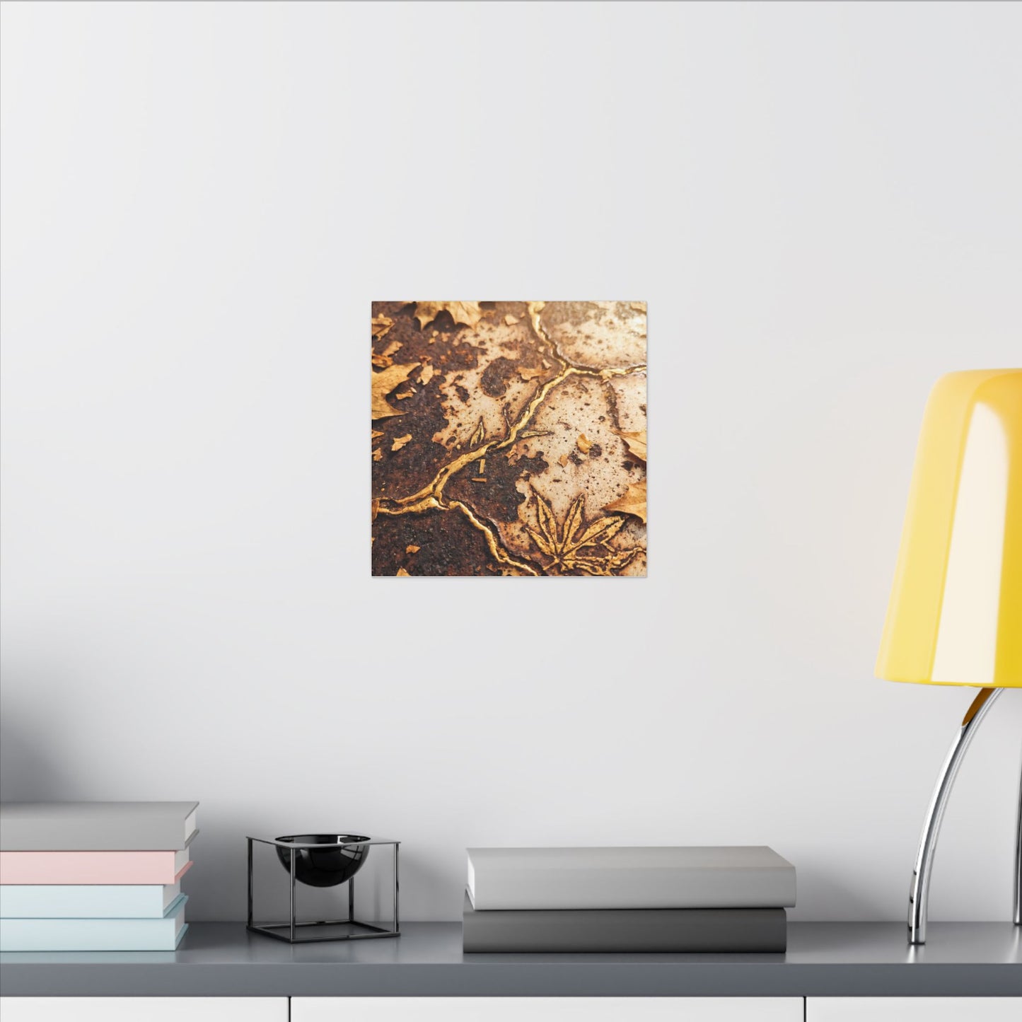 Kintsugi Rust Patina in Golden Hour | Gold Vein Canvas Art