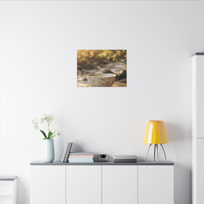Neutral Ceramic Bowl Canvas Art - Japanese Pattern Japandi