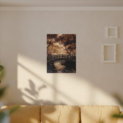 Autumn Wooden Bridge Gold Vein Canvas Art | Resilient Decor
