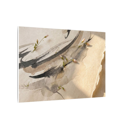 Ink Brushstroke Watercolor Canvas Art | Neutral Japandi Art