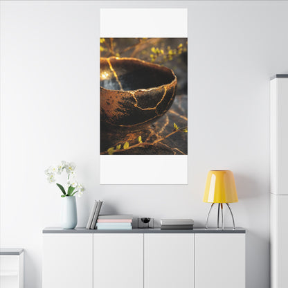Kintsugi Ceramic Bowl in Golden Hour | Gold Vein Canvas Art