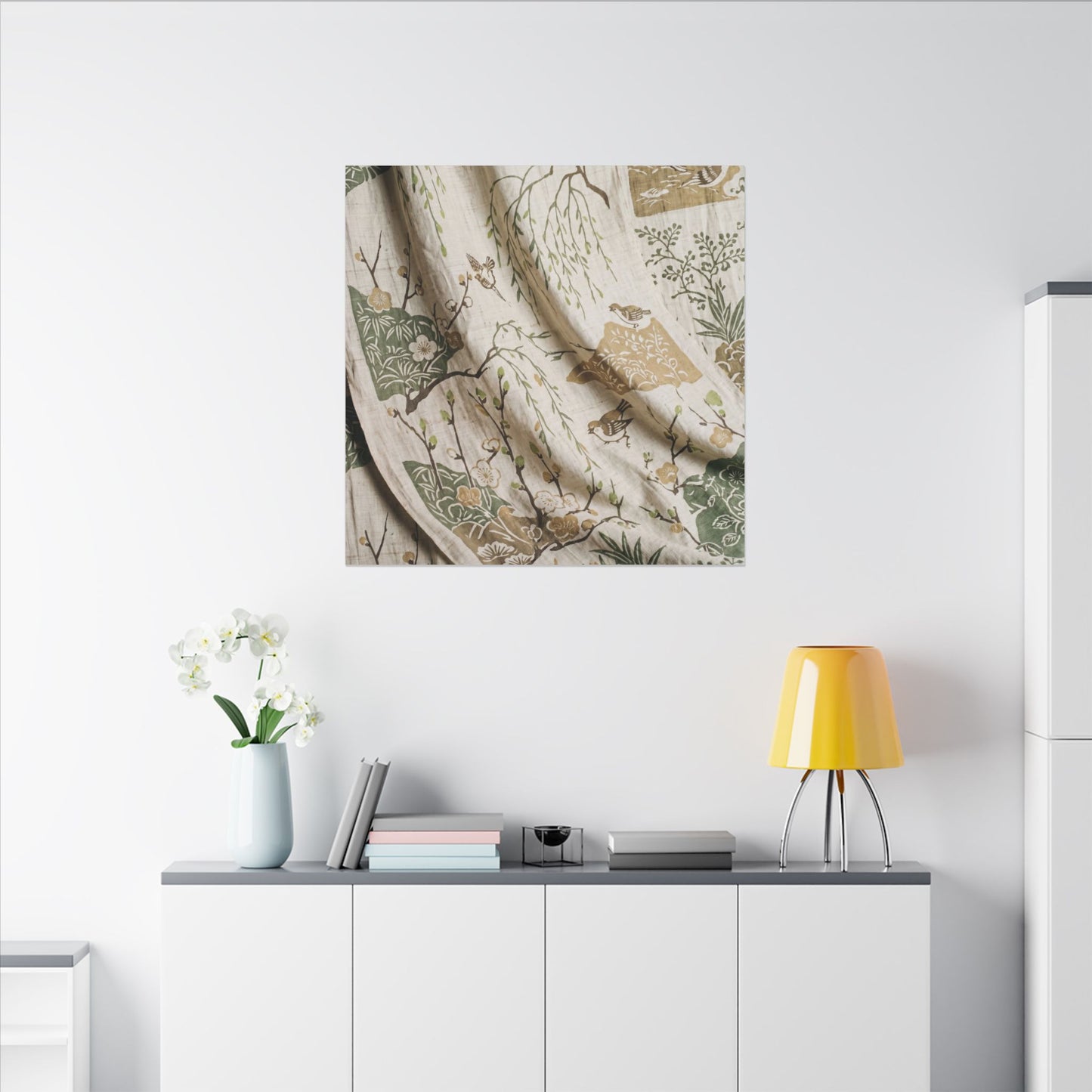 Silk Drape Canvas Art | Spring Japandi Japanese Pattern Art