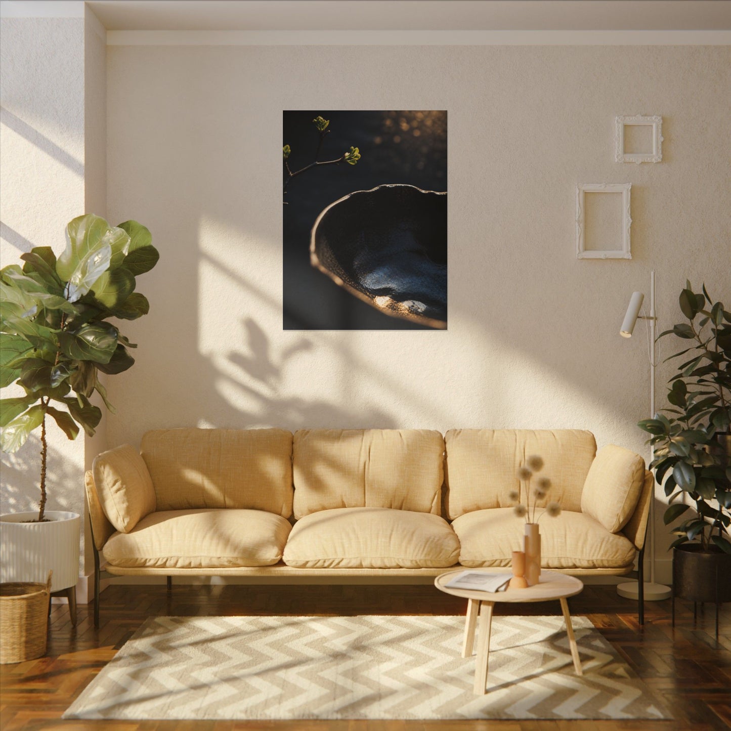 Ma Ceramic Bowl Canvas Art - Dark Japandi Shadow Zen