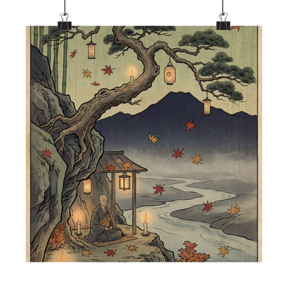 Pine Tree Autumn Wall Art Print | Zen Tranquil Design Art Print