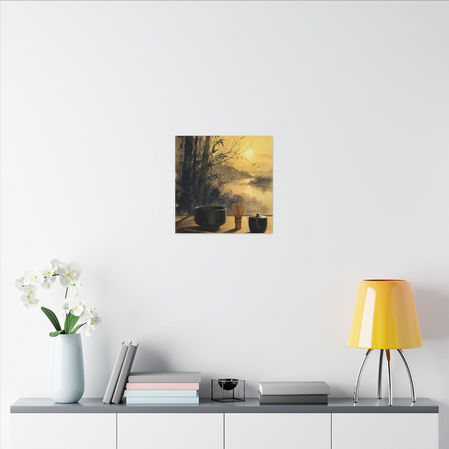 Tea Ceremony Sumi E Canvas Art | Contemplative Zen Art