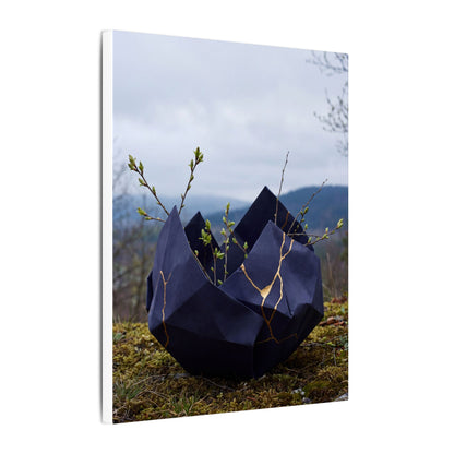 Paper Fold Canvas Art | Spring Kintsugi Gold Repair Art