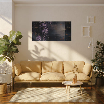 Dawn Wisteria Canvas Art - Dark Japandi Fukinsei