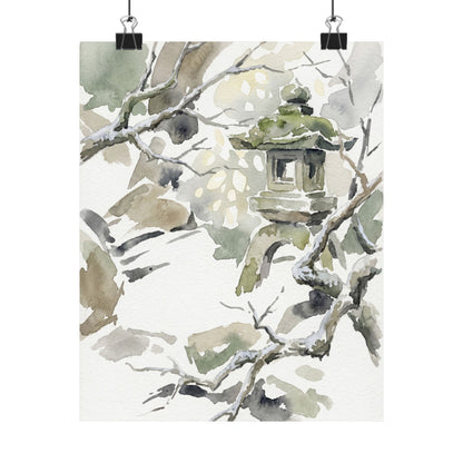 Dappled Stone Lantern Wall Art Print - Japandi Ma Art Print