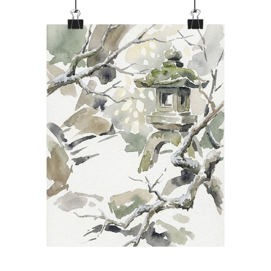 Dappled Stone Lantern Wall Art Print - Japandi Ma Art Print