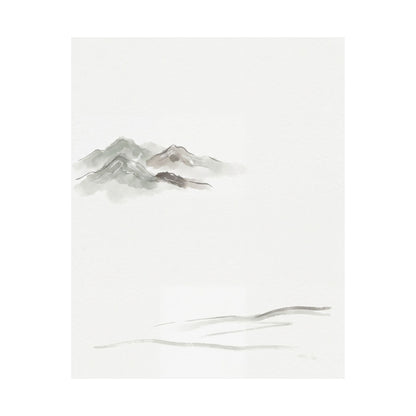 Japandi Mountain Mist in Overcast | Minimal Line Wall Art Print