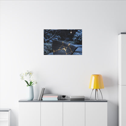 Moonlit Garden Winter Canvas Art | Kintsugi Artful Design