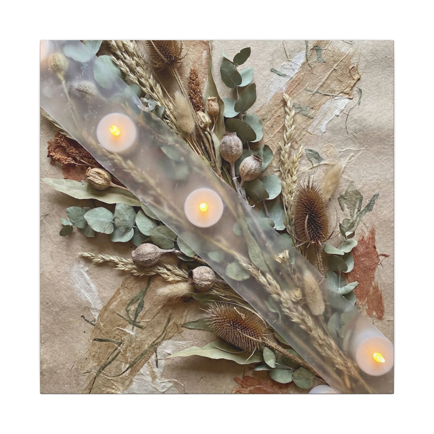 Candlelight Dried Flowers Canvas Art - Japandi Kanso