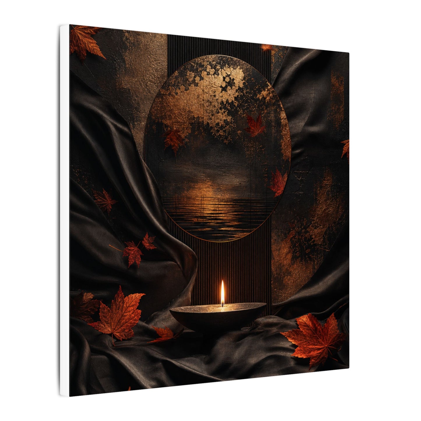Silk Drape Autumn Canvas Art | Dark Japandi Moody Design