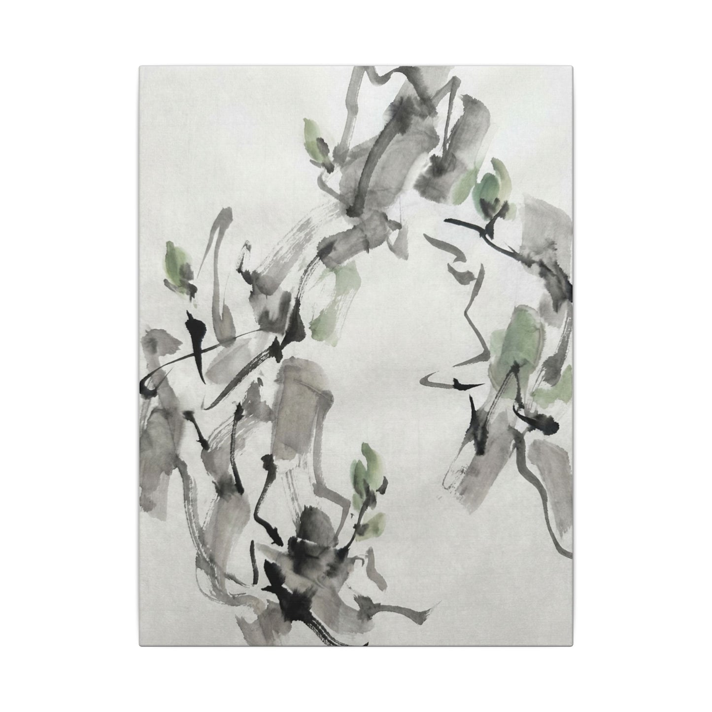 Zen Ink Brushstroke in Overcast | Sumi E Canvas Art