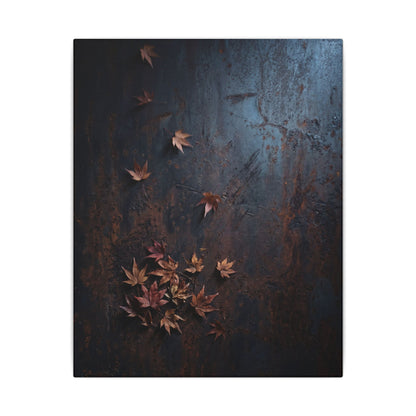 Moonlight Rust Patina Canvas Art - Dark Japandi Mono No Aware