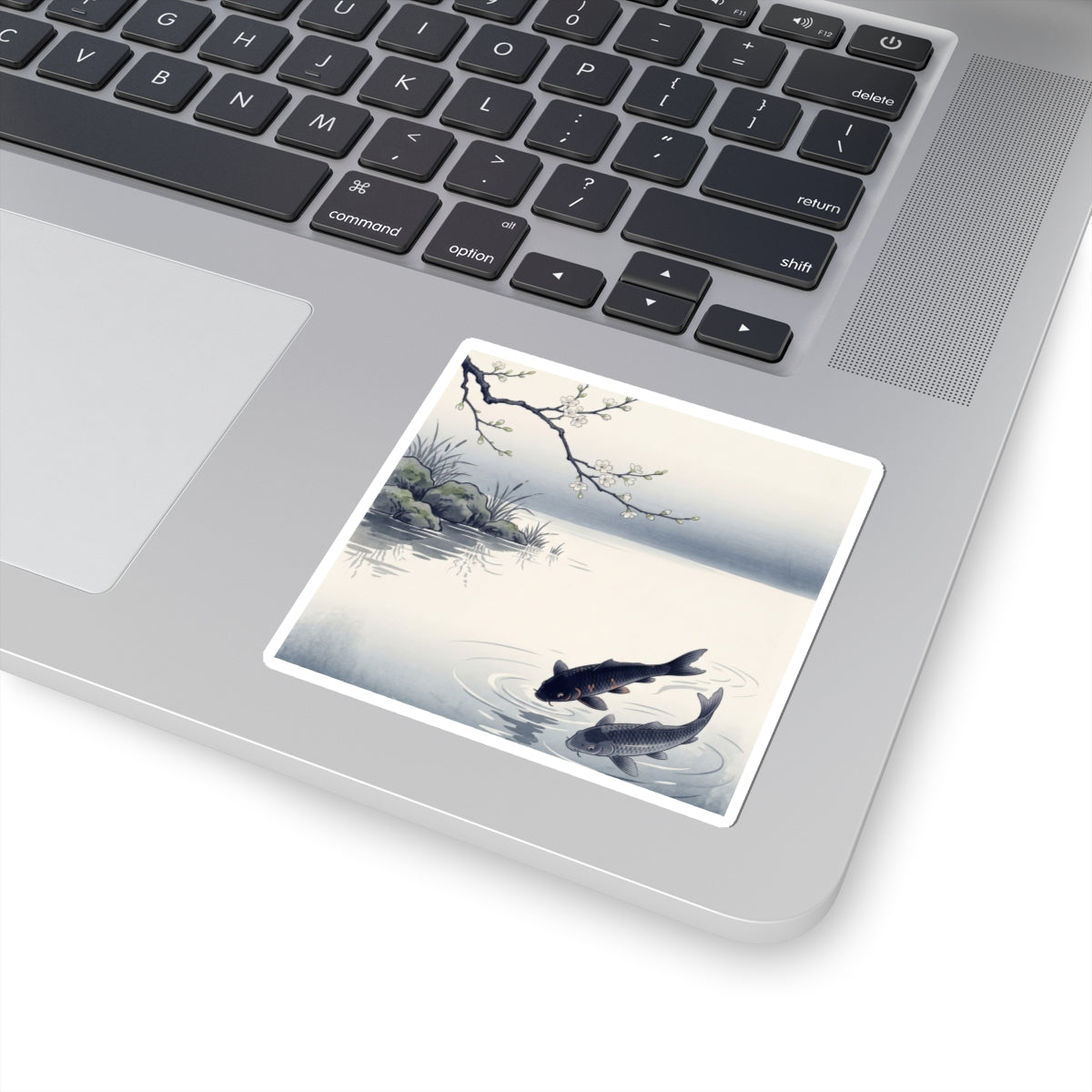 Ma Koi Pond Sticker - Zen Ukiyo E Inspired Art Print