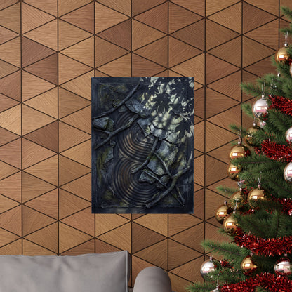 Winter Rock Garden Dark Texture Wall Art Print | Moody Decor