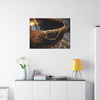 Kintsugi Ceramic Bowl in Golden Hour | Gold Vein Canvas Art