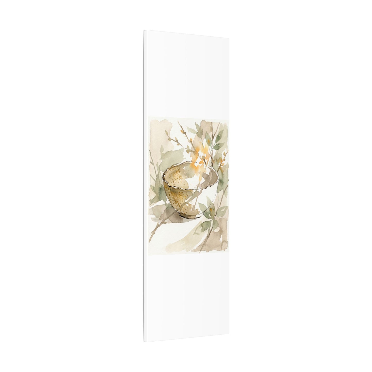 Spring Ceramic Bowl Watercolor Canvas Art | Neutral Decor