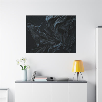 Dark Japandi Silk Drape in Moonlight | Moody Minimal Canvas Art