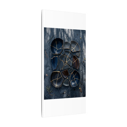 Dark Japandi Broken Pottery in Dappled | Shadow Zen Canvas Art