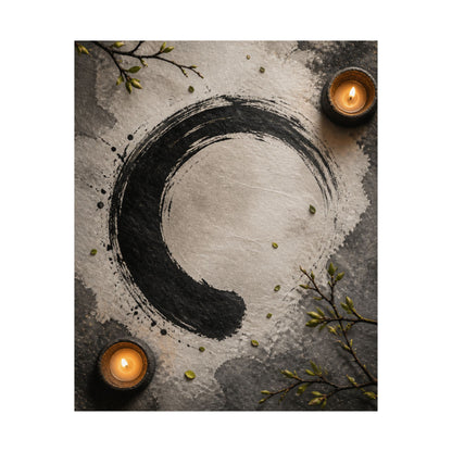 Peaceful Ink Brushstroke Wall Art Print - Enso Zen