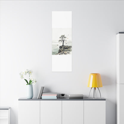 Japandi Pine Tree in Overcast | Watercolor Canvas Art