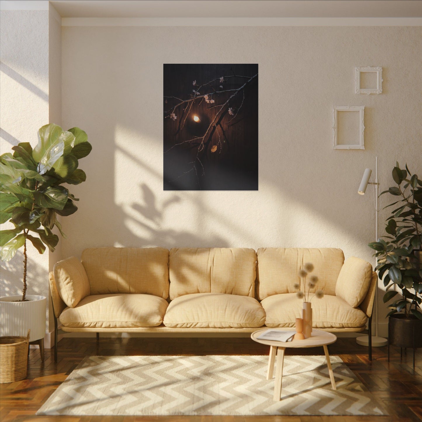 Datsuzoku Cherry Blossom Canvas Art - Dark Japandi Moody Minimal