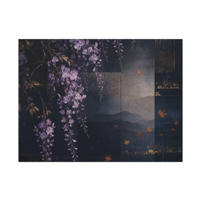 Dawn Wisteria Canvas Art - Dark Japandi Fukinsei