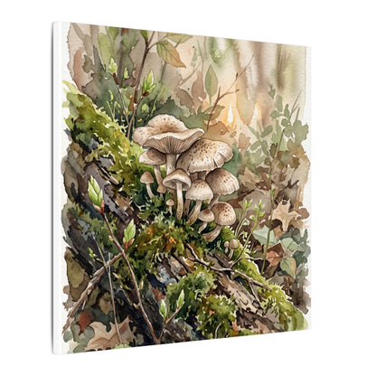 Wild Mushrooms Canvas Art | Spring Japandi Watercolor Art