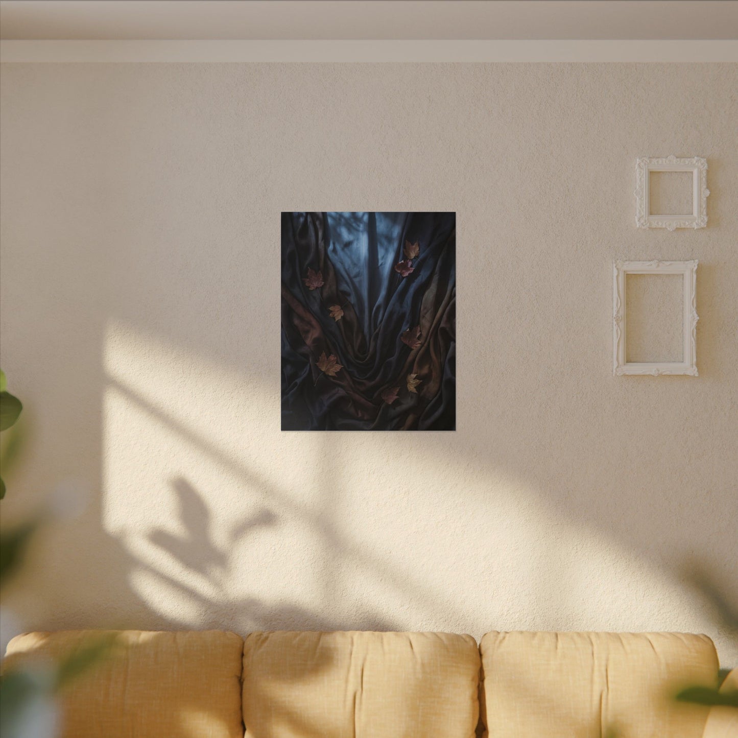 Silk Drape Canvas Art | Autumn Dark Japandi Moody Minimal Art