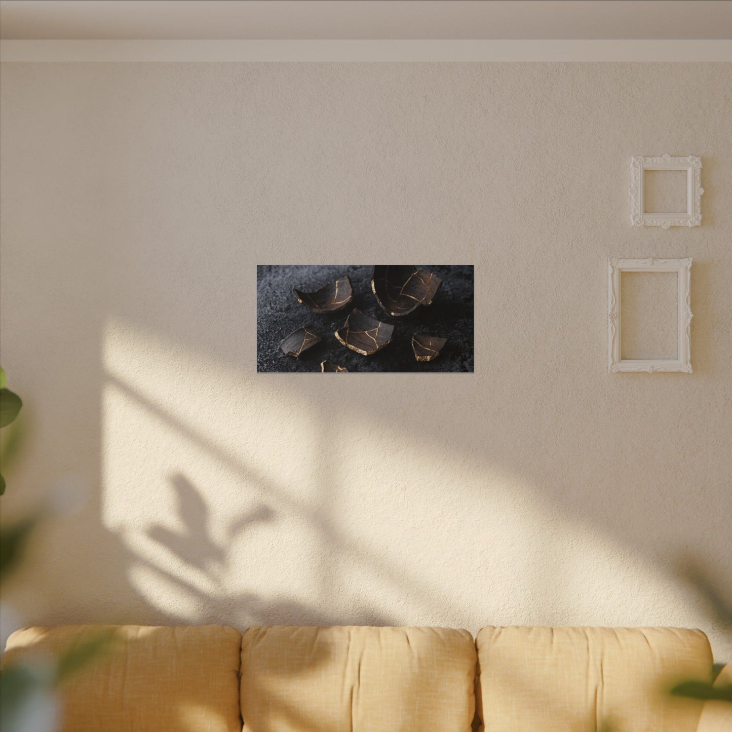 Winter Broken Pottery Shadow Zen Canvas Art | Bold Decor