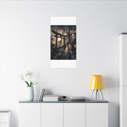 Winter Torii Gate Moody Minimal Canvas Art | Bold Decor