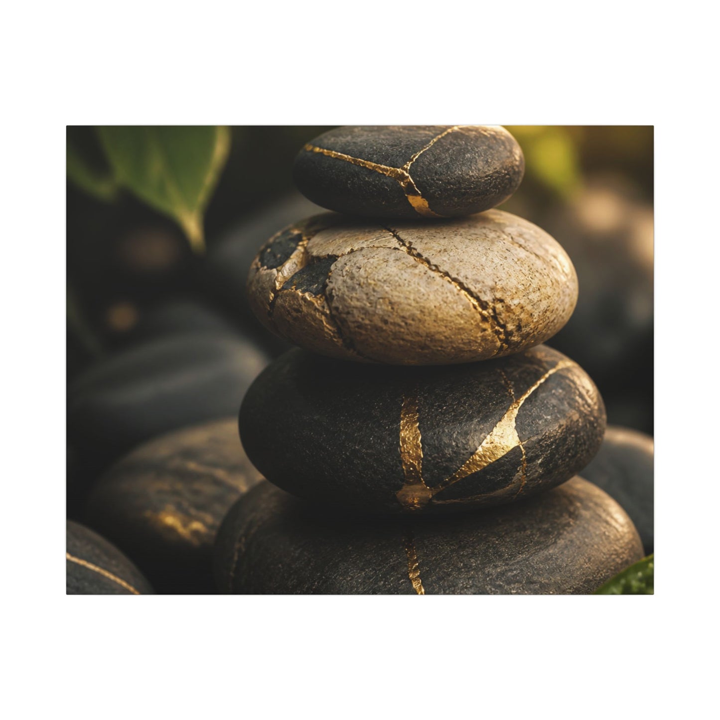 Summer River Stones Broken Beauty Canvas Art | Healing Decor