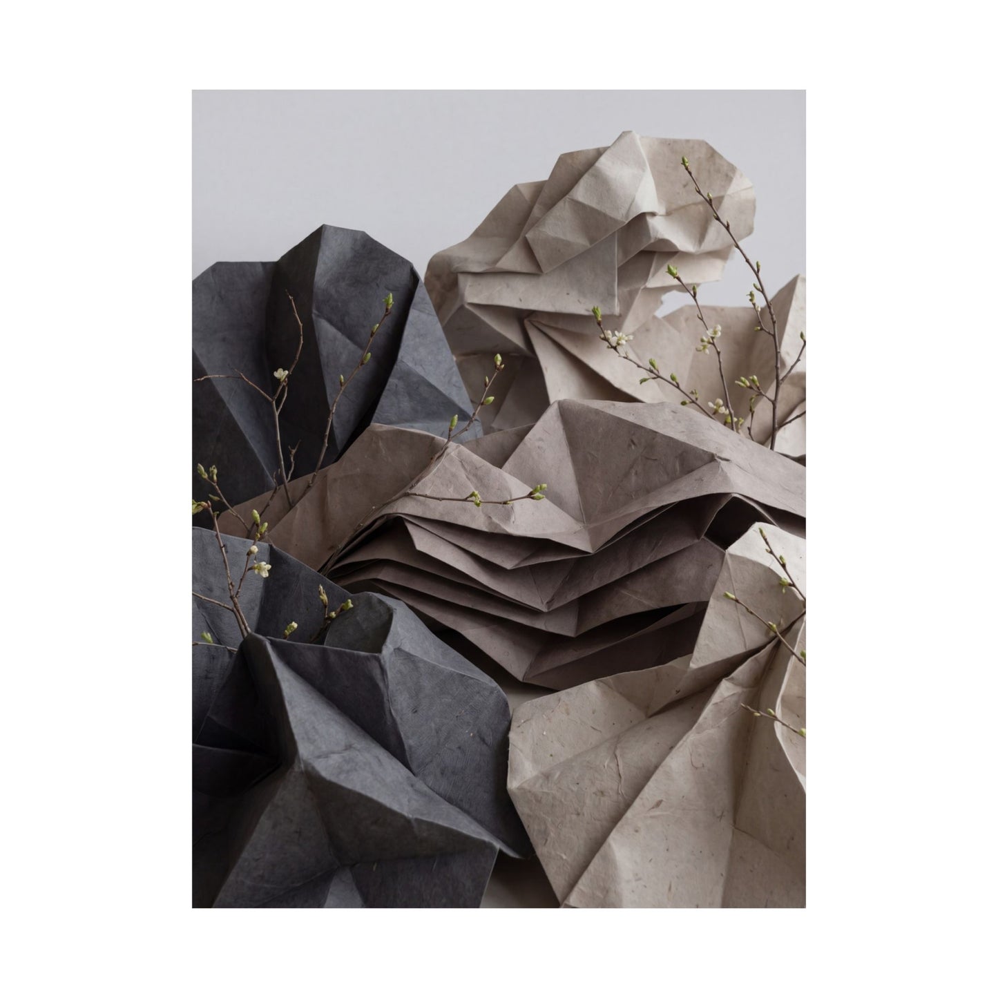 Paper Fold Texture Wall Art Print | Earthy Japandi Art