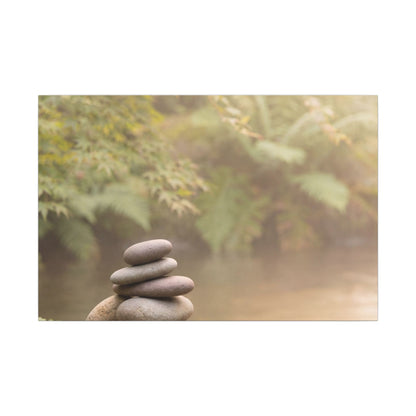 Cozy River Stones Canvas Art - Japanese Pattern Japandi Art Print